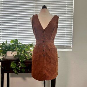 NWOT Cinnamon Brown V-Neck Corduroy Pinafore Dress - Large